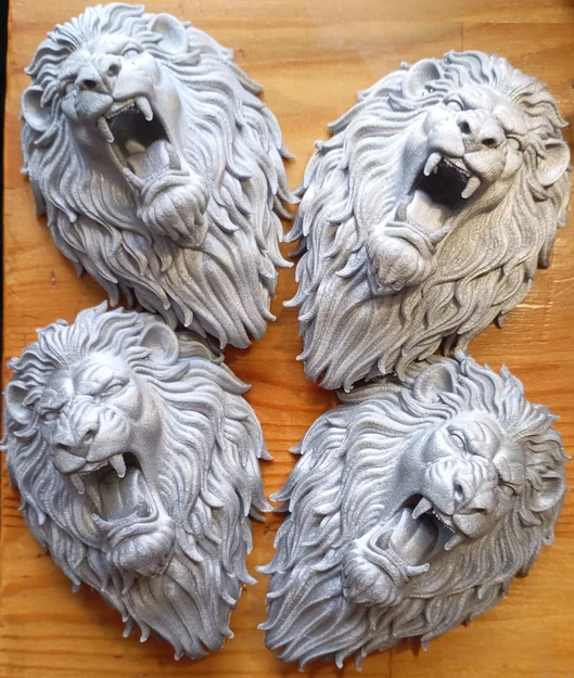 Mô hình phù điêu đầu sư tử 3D dũng mãnh trang trí nội thất - Image 2