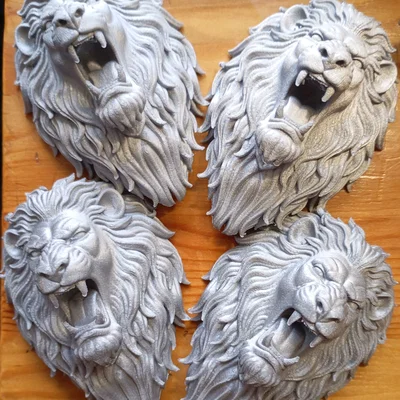 Mô hình phù điêu đầu sư tử 3D dũng mãnh trang trí nội thất