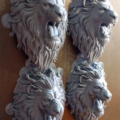 Mô hình phù điêu đầu sư tử 3D dũng mãnh trang trí nội thất