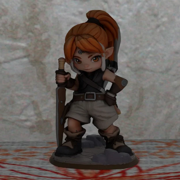 Mô hình Nữ chiến binh Chibby (Female Fighter) in 3D không cần Support - Image 1