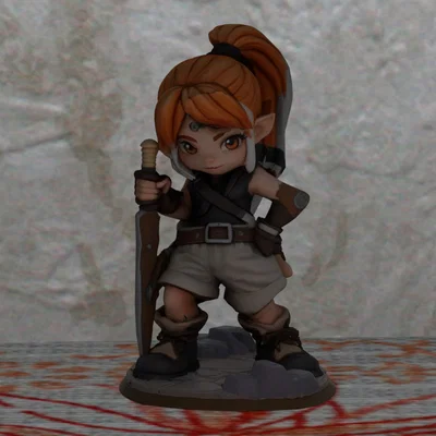 Mô hình Nữ chiến binh Chibby (Female Fighter) in 3D không cần Support