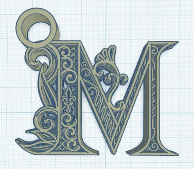 Móc khóa chữ M cách điệu độc đáo cho máy in 3D - Image 2