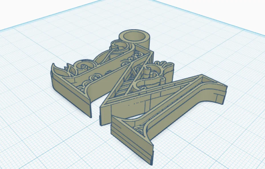 Móc khóa chữ M cách điệu độc đáo cho máy in 3D - Image 3