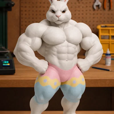 Mô hình 3D Ultra Buff Easter Bunny - Chú thỏ cơ bắp hài hước
