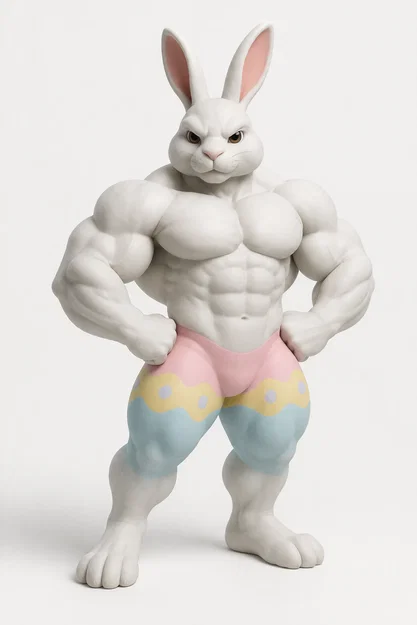 Mô hình 3D Ultra Buff Easter Bunny - Chú thỏ cơ bắp hài hước - Image 2