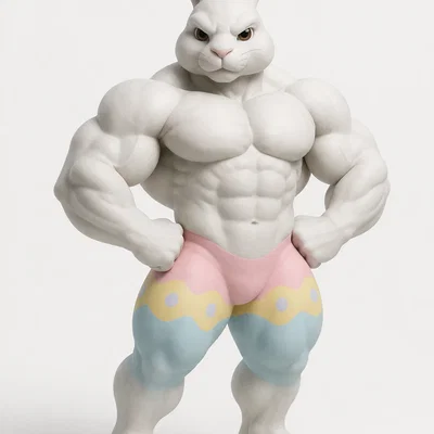 Mô hình 3D Ultra Buff Easter Bunny - Chú thỏ cơ bắp hài hước