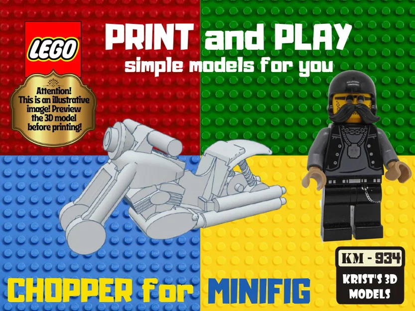 Mô hình xe máy Chopper cực ngầu dành cho Minifig - Image 1