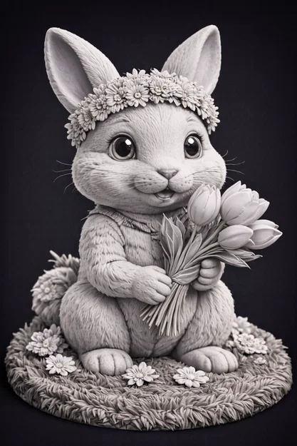 Mô hình Bunny in Bloom dễ thương cho in 3D - Image 1