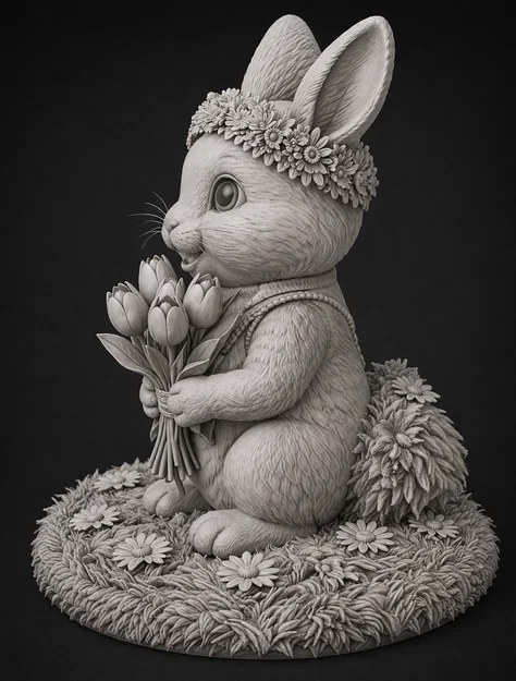 Mô hình Bunny in Bloom dễ thương cho in 3D - Image 3