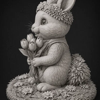 Mô hình Bunny in Bloom dễ thương cho in 3D
