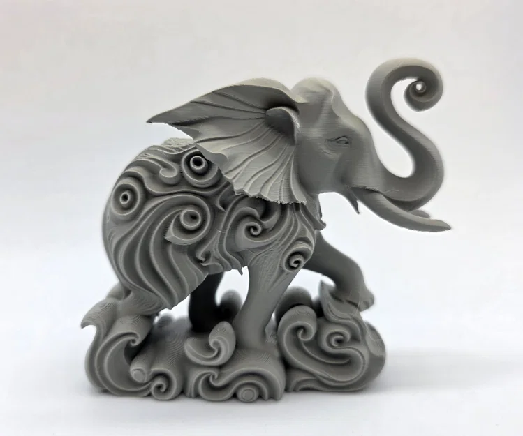 Tượng Voi Phun Nước Chạm Khắc Họa Tiết Xoắn Ốc Độc Đáo - Image 2