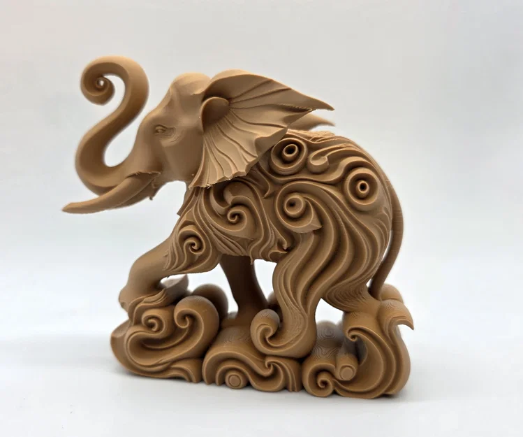 Tượng Voi Phun Nước Chạm Khắc Họa Tiết Xoắn Ốc Độc Đáo - Image 3