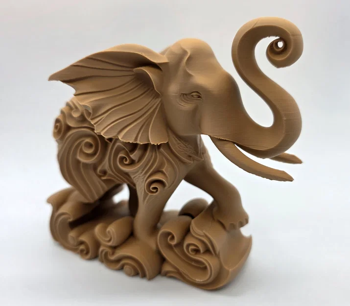 Tượng Voi Phun Nước Chạm Khắc Họa Tiết Xoắn Ốc Độc Đáo - Image 4