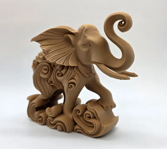 Tượng Voi Phun Nước Chạm Khắc Họa Tiết Xoắn Ốc Độc Đáo - Image 5