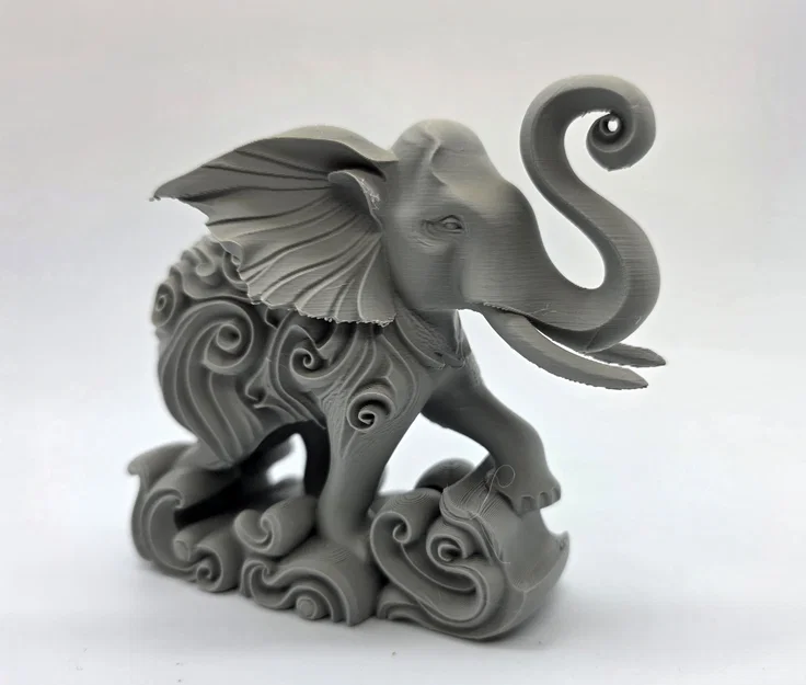 Tượng Voi Phun Nước Chạm Khắc Họa Tiết Xoắn Ốc Độc Đáo - Image 7