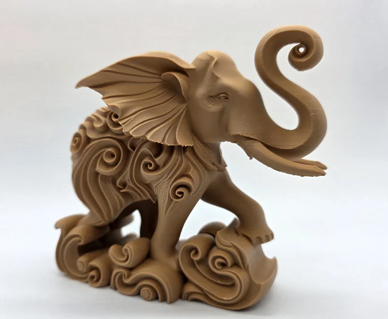 Tượng Voi Phun Nước Chạm Khắc Họa Tiết Xoắn Ốc Độc Đáo - Image 9