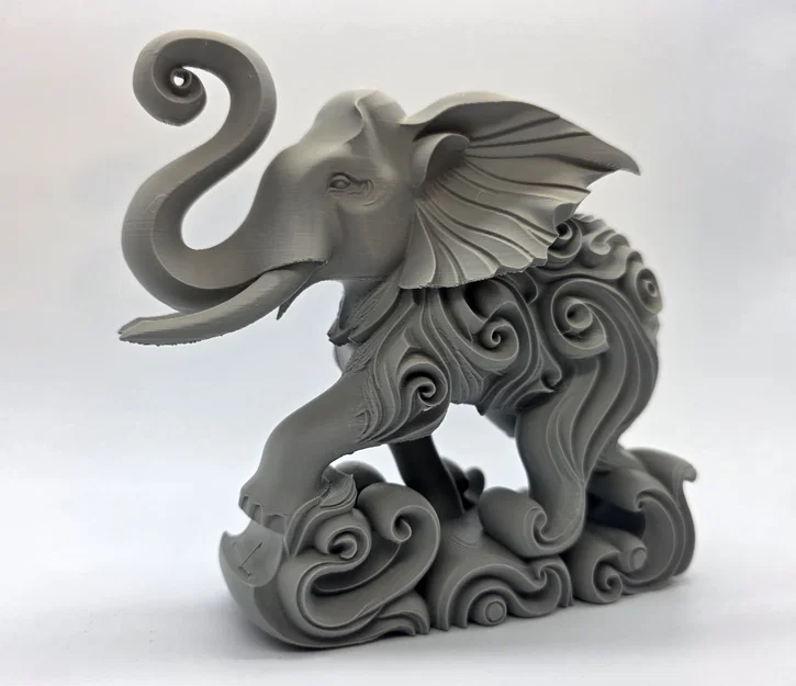 Tượng Voi Phun Nước Chạm Khắc Họa Tiết Xoắn Ốc Độc Đáo - Image 11