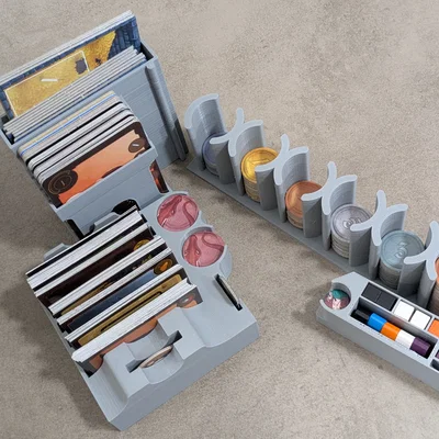 Bộ khay 3D sắp xếp phụ kiện và token cho game Dungeon Bazar