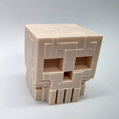 Mô hình đầu lâu phong cách khối hộp Minecraft ấn tượng