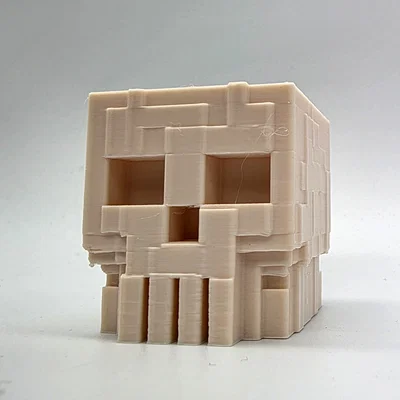 Mô hình đầu lâu phong cách khối hộp Minecraft ấn tượng