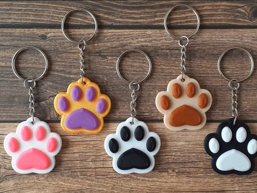 Móc khóa hình bàn chân thú cưng (Animal Paw Keychain) - File in 3D - Image 1