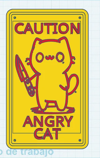 Mô hình biển báo chú mèo giận dữ "Caution Angry Cat" trang trí độc đáo - Image 1