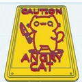 Mô hình biển báo chú mèo giận dữ "Caution Angry Cat" trang trí độc đáo - Thumbnail 2