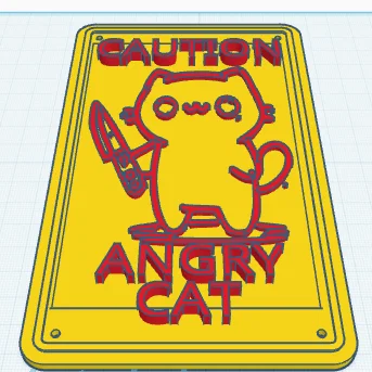 Mô hình biển báo chú mèo giận dữ "Caution Angry Cat" trang trí độc đáo