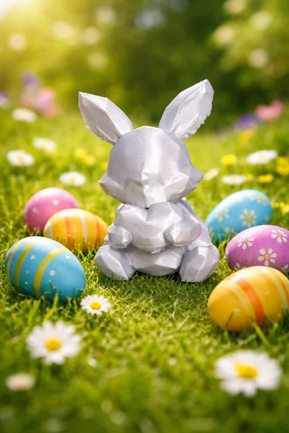 Mô hình chú thỏ ôm tim (Love Bunny) trang trí in 3D dễ thương - Image 1