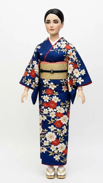 Mô hình 3D cô gái mặc Kimono Nhật Bản tinh xảo - Image 1