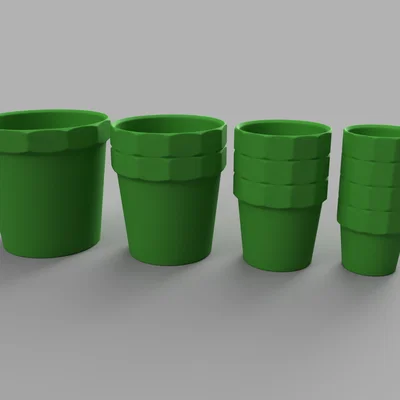 Bộ chậu cây 3D Stackable Plant Pots: 4 kích thước, dễ in, tiết kiệm diện tích
