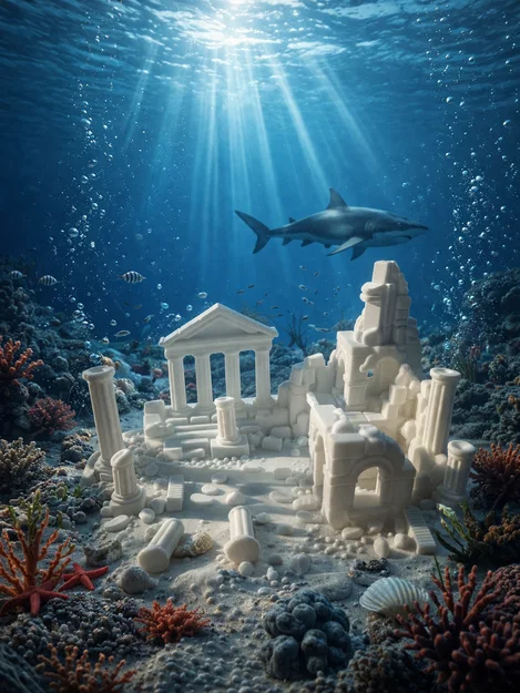 Mô hình trang trí bể cá Atlantis cổ đại - In 3D độc đáo - Image 2