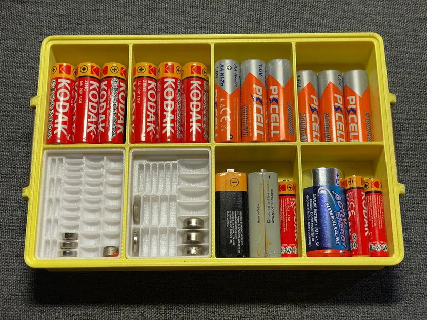 Hộp đựng pin đa năng (AAA, AA, C, 9v và pin cúc áo) thiết kế theo tầng - Image 1