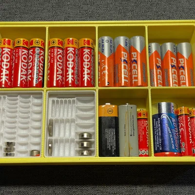 Hộp đựng pin đa năng (AAA, AA, C, 9v và pin cúc áo) thiết kế theo tầng