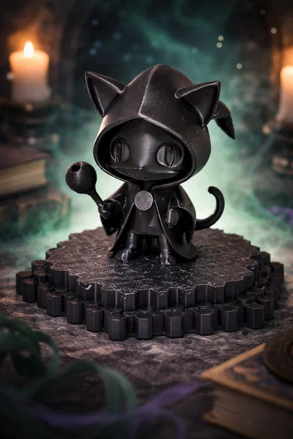 Mô hình Mèo Phù Thủy (Cat Wizard) in 3D cực đẹp và dễ thương - Image 1
