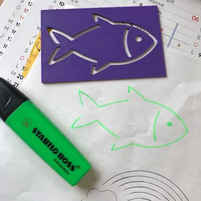 Khuôn vẽ hình cá (Pochoir poisson) - Dành cho ngày Cá tháng Tư