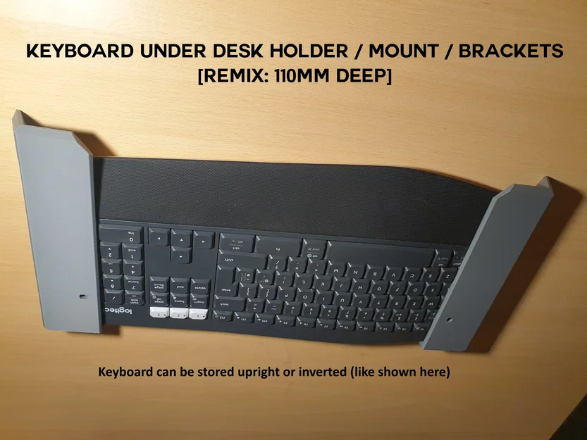 Giá đỡ/Ngàm treo bàn phím dưới bàn [Bản Remix: sâu 110mm] - Image 1