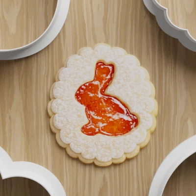 Bộ khuôn cắt bánh quy Linzer Phục sinh STL | Hình thỏ, trứng, cà rốt | In 3D