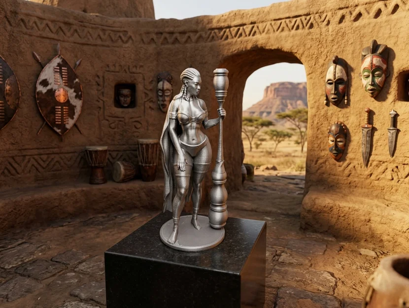 Nữ Chiến Binh Bộ Lạc Châu Phi - Nữ Vệ Binh Cầm Quyền Trượng - Image 1