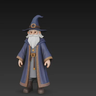 Mô hình 3D Ông lão phù thủy (Cartoon Wizard) - File in 3D dễ thương