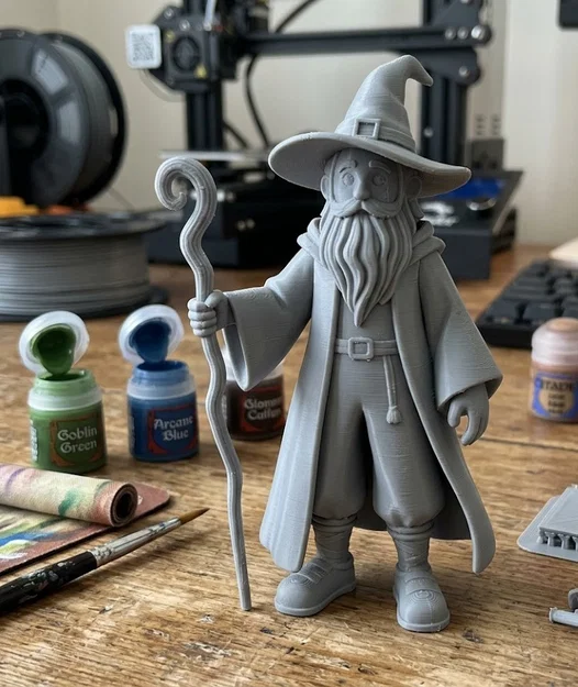 Mô hình phù thủy cầm quyền trượng (Wizard with staff) in 3D - Image 1