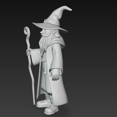 Mô hình phù thủy cầm quyền trượng (Wizard with staff) in 3D