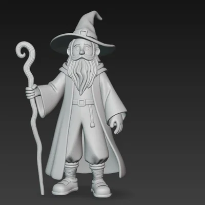 Mô hình phù thủy cầm quyền trượng (Wizard with staff) in 3D