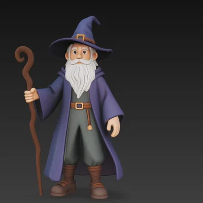 Mô hình phù thủy cầm quyền trượng (Wizard with staff) in 3D