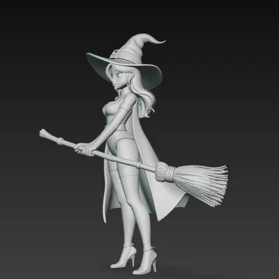 Mô hình phù thủy xinh đẹp (Sexy Witch with Broom) in 3D cực chi tiết