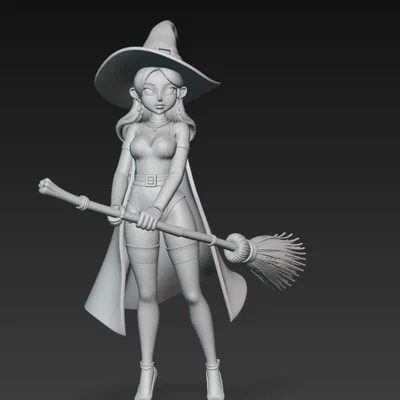 Mô hình phù thủy xinh đẹp (Sexy Witch with Broom) in 3D cực chi tiết