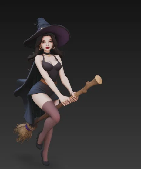 Mô hình phù thủy cưỡi chổi (Witch on a broom) 3D cho tín đồ sưu tầm - Image 3