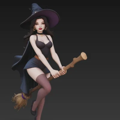 Mô hình phù thủy cưỡi chổi (Witch on a broom) 3D cho tín đồ sưu tầm