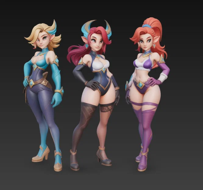 Bộ mô hình nhân vật nữ phong cách anime độc đáo để in 3D - Image 3