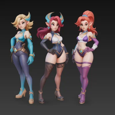Bộ mô hình nhân vật nữ phong cách anime độc đáo để in 3D